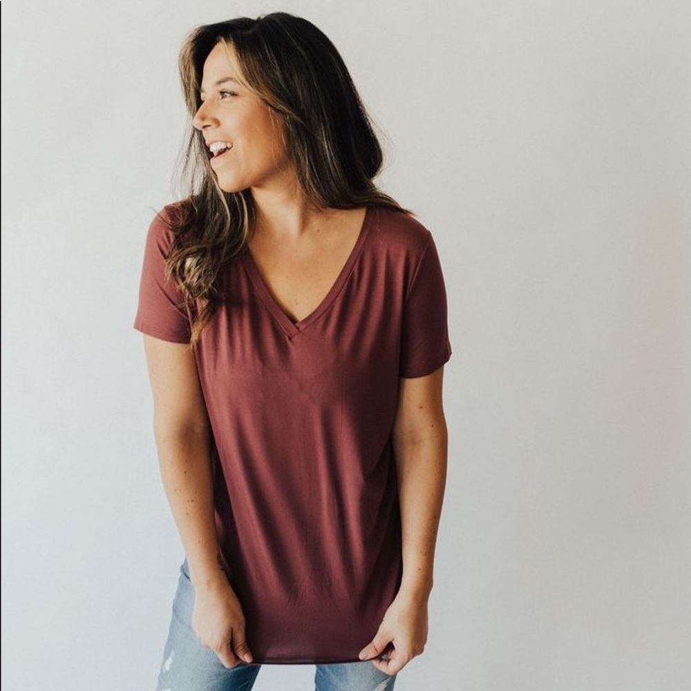 CJLA CJ’s Favorite Short Sleeve V-Neck - Wine